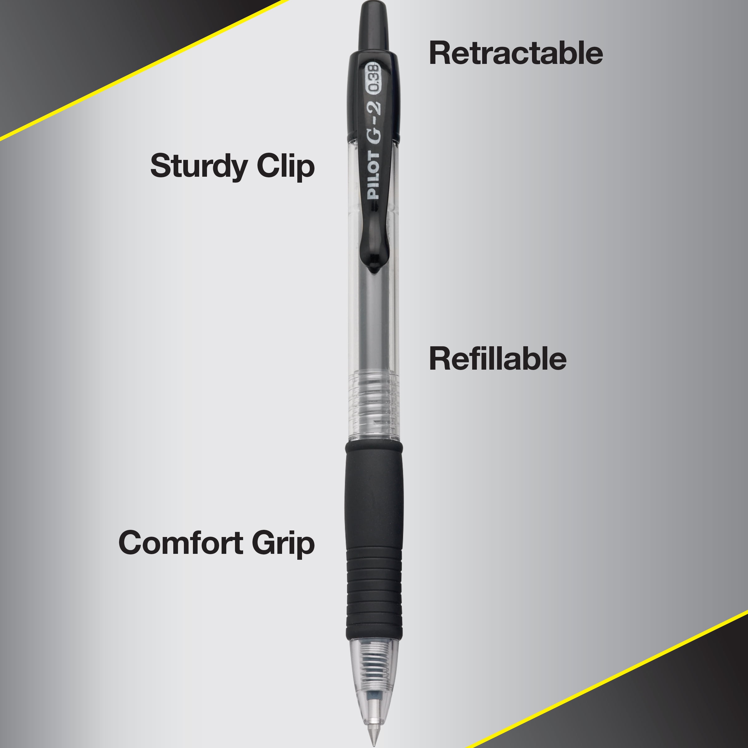 Pilot G2 Premium Retractable Gel Ink Pens, Ultra Fine Point, 0.38 mm, Black Ink, 10 Pack