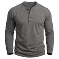 thumbnail image 4 of hoksml Men's Cotton Fabric Long Sleeve Henley Shirt, 4 Button Placket Solid Color Crew Neck Casual Daily Pullover Top, 4 of 7