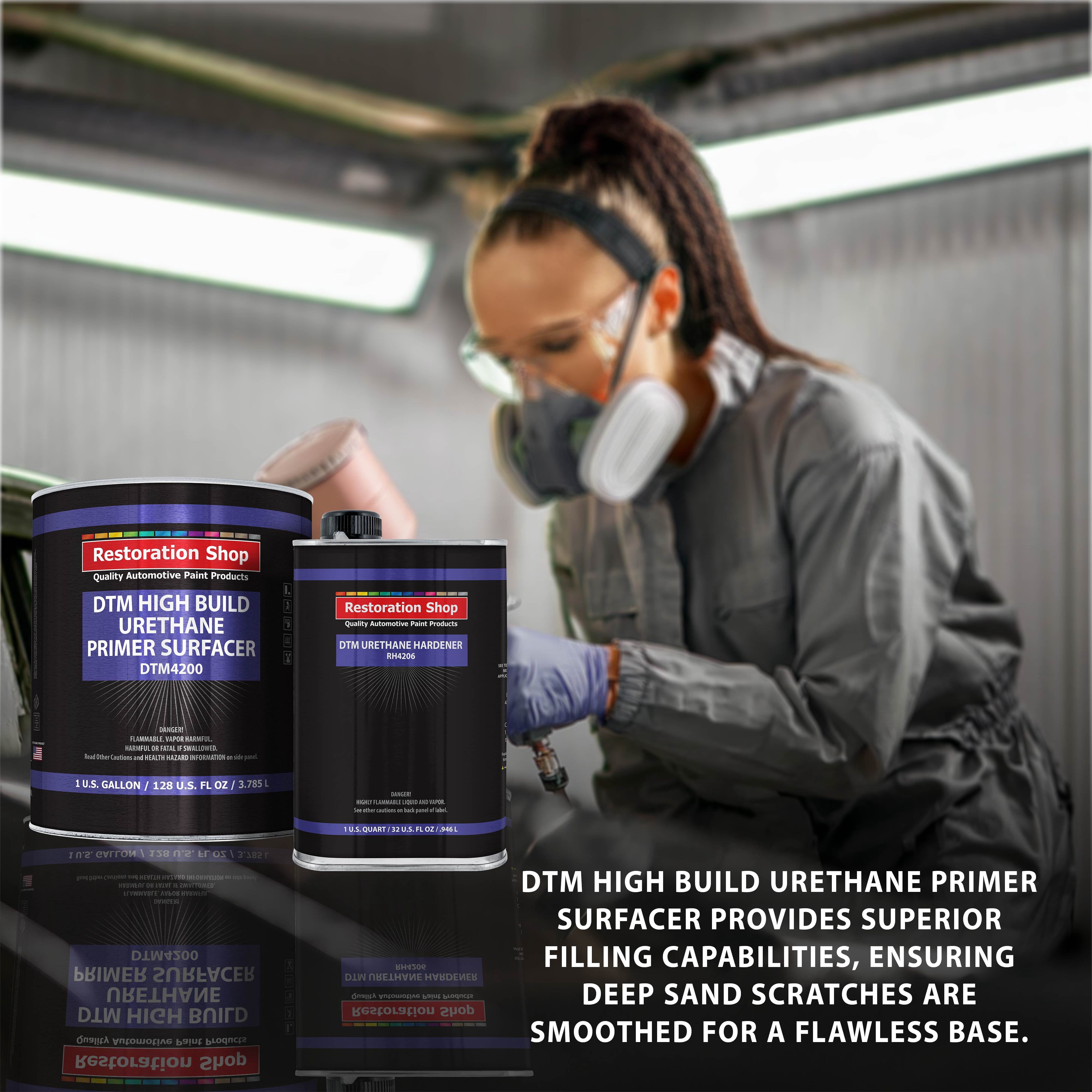 1.25 Gallon 2K High Build Primer Automotive Paint Kit - 1 Gal. Gray Urethane Primer Surfacer, 1 Qt Hardener, 4:1 Mix Ratio - Professional Auto Car Refinish Coating - Auto Body Repair