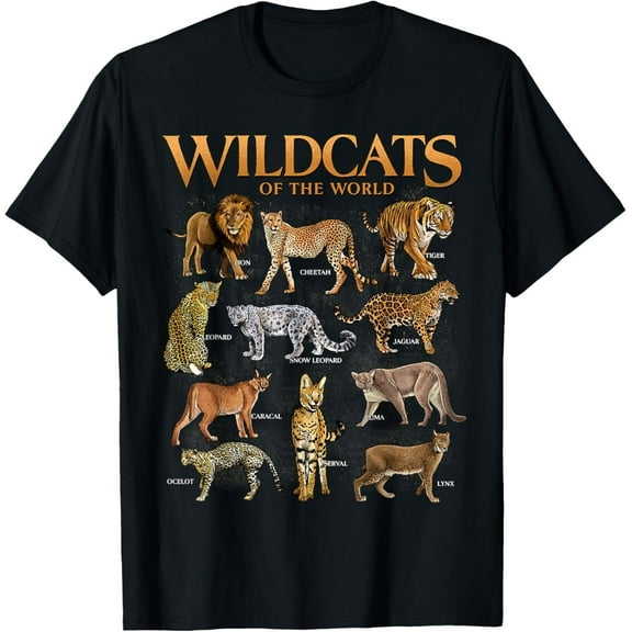 Wild Cats of the World Tee – Fun Animal Lover Shirt with Educational Style Print