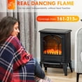 thumbnail image 3 of HOMCOM Free standing Electric Fireplace Stove, Fireplace Heater with Realistic Flame Effect, Overheat Safety Protection, 725W/1450W, Black, 3 of 9
