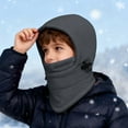 thumbnail image 2 of Girls Hats Winter Unisex Kids Balaclava Solid Color Lined Thermal Full Head Cover Windproof Cold Weather Outdoor Sports Skiing Cycling Gear Kids Winter Hats Grey 8 Years-12 Years, 2 of 5