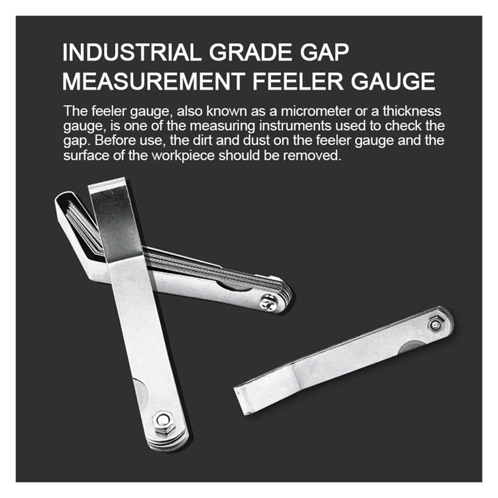 Metric 0.127-0.508mm Feeler Thickness Gauge 16 Blades 0.005-0.020 Inch Gap Filler Gauge Measurement for Engine Valve Adjustment ,Easy Identification