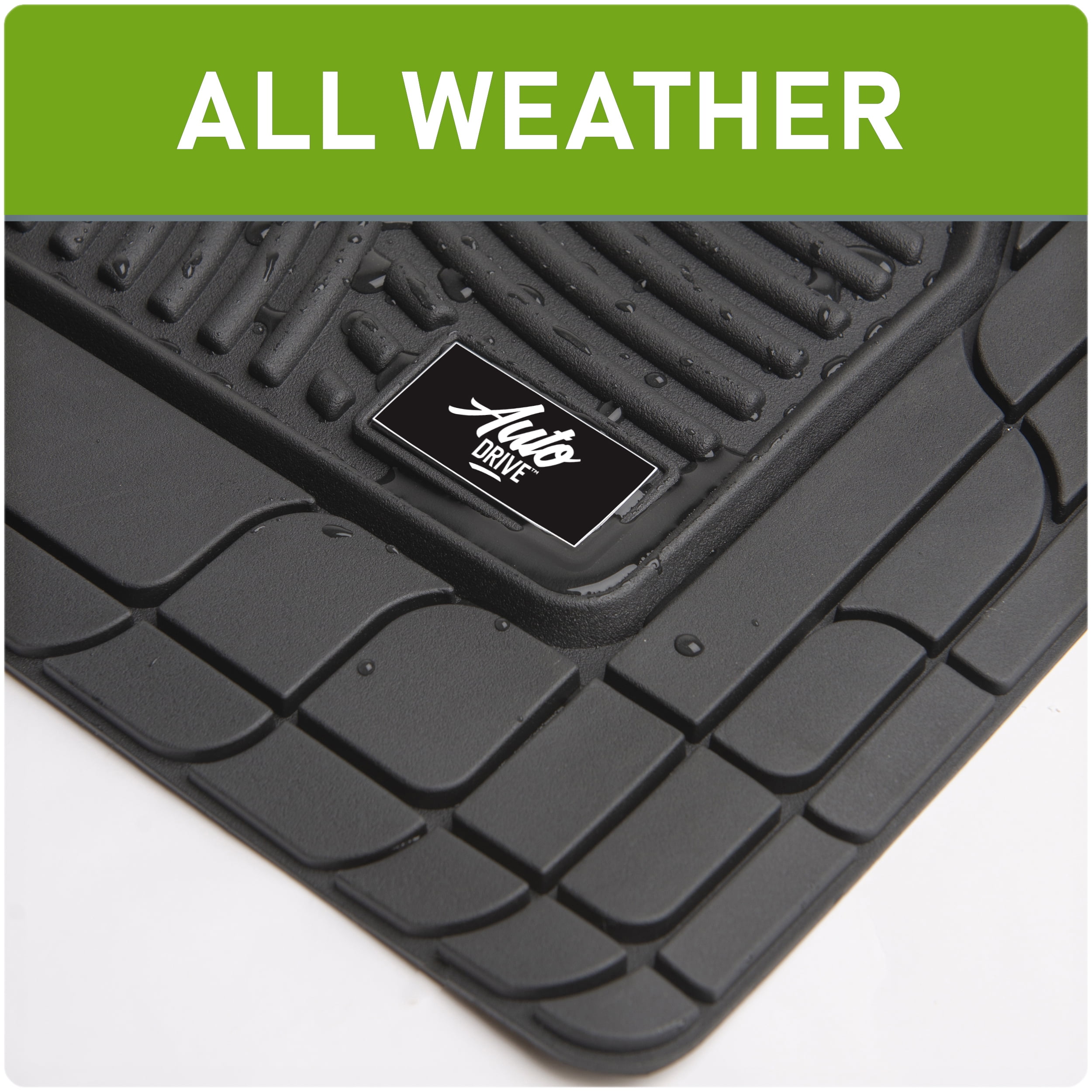 Auto Drive 4 Piece Black Custom Fit Rubber Floor Mats for SUV and Crossover, 82321WDI