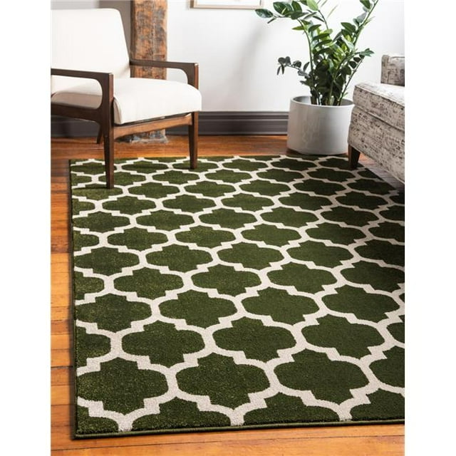Unique Loom 3116350 3 ft. 3 in. x 5 ft. 3 in. Philadelphia Trellis Rectangular Rug, Dark Green