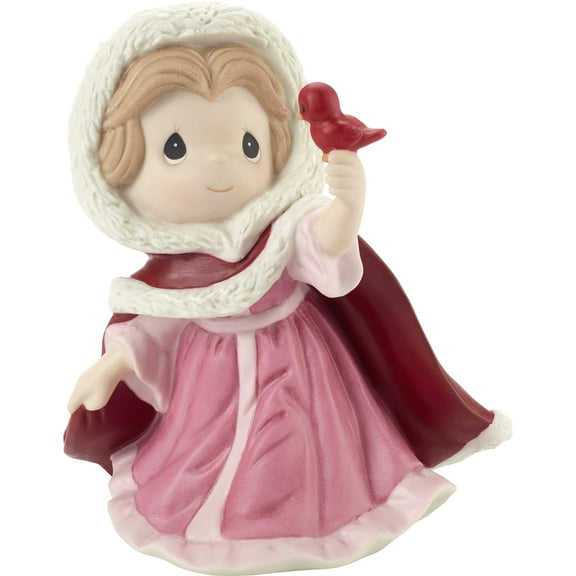 Precious Moments Disney Belle in Winter Dress Figurine, Multi