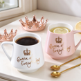 thumbnail image 4 of Farcauo Pink Queen of Everything Mug with Lid Cute Pink Cup with Crown Tea Coffee Mugs Gift with Spoon & Coaster 12 oz Ceramic Cups Birthday Gifts for Women Girls Mom Friend Mothers Day Gifts for Mom, 4 of 9