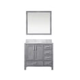 thumbnail image 3 of Jacques 36 in W Left Offset Distressed Grey Bath Vanity, Carrara Marble Top, & 34" Mirrors, 3 of 4