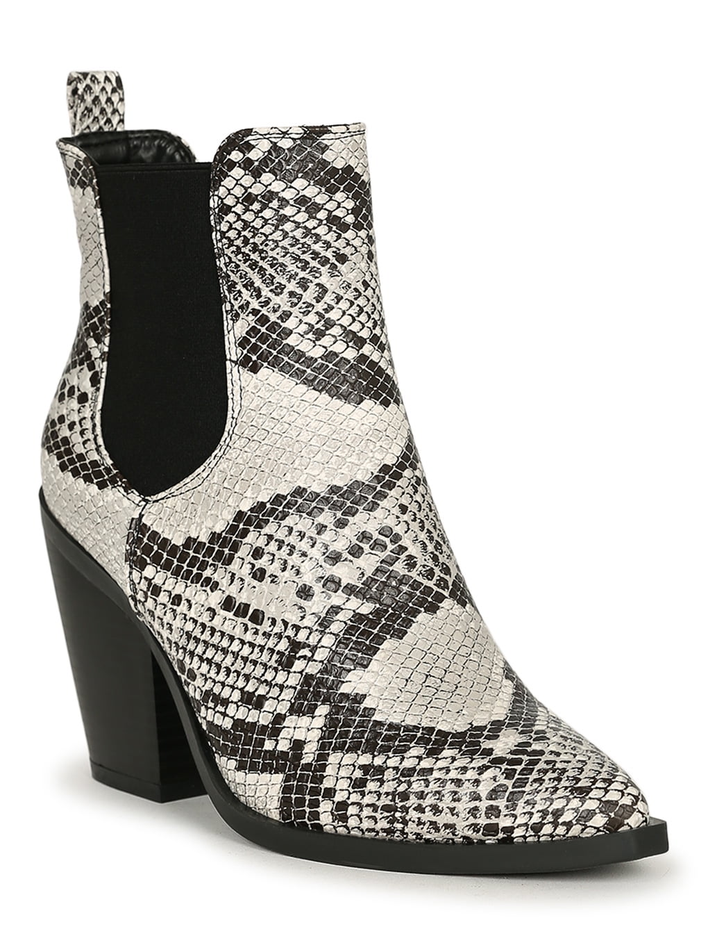 Bamboo Pointy Toe Stacked Chunky Heel Bootie 20388
