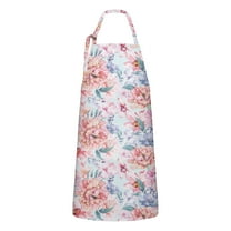 Pioneer Flower Floral Print Pattern Apron-Garden Aprons for Women with Pockets-Cotton Linen Waterproof Kitchen Cooking Gardening Aprons Adjustable for Kitchen,Cooking,BBQ and Salon 33x27 Inch