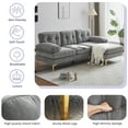 thumbnail image 6 of Aukfa 83" Velvet Sectional Sofa, Tufted Couch with Chaise for Living Room, Pillow Top Arm, Gray, 6 of 10