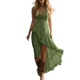 thumbnail image 2 of Guieoi Summer Dresses for Women under $10 Plus Size Flowy Sleeveless V-Neck Asymmetrical Hem Lace Dress Green M, 2 of 6
