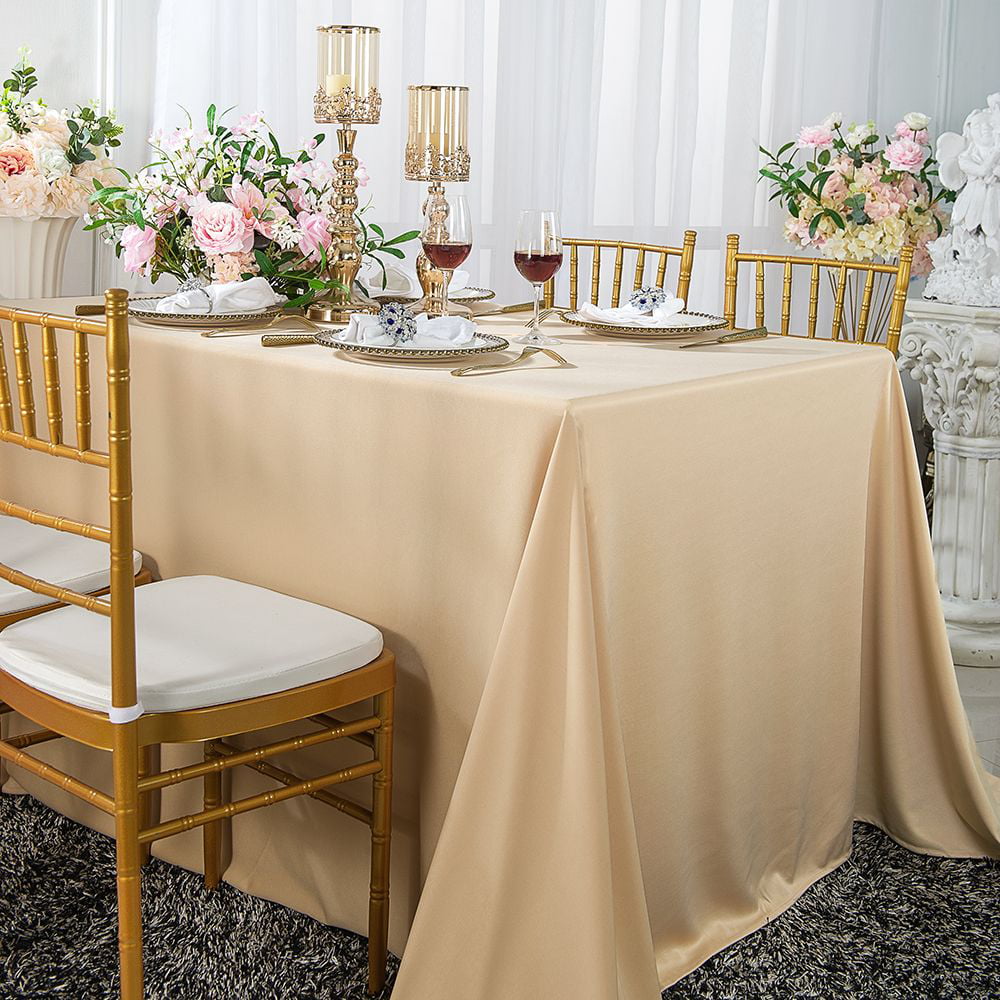 Rectangular Satin Tablecloth 32 Color Wedding Party LinenTablecloth 90 x 156 in