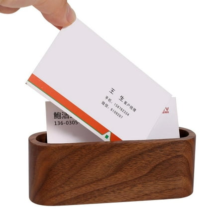 Faginey 1pc Creative Wooden Business Card Holder Case Storage Box