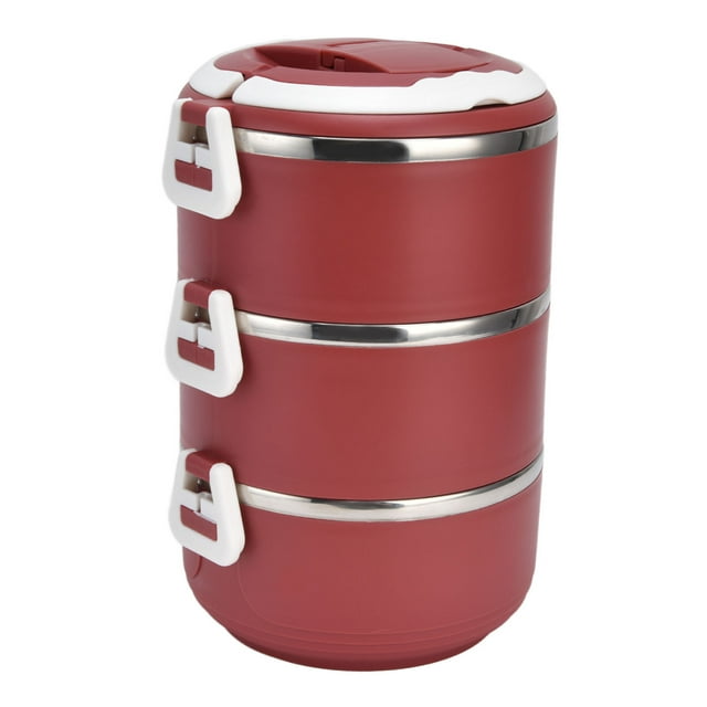 Thermal Lunch Box, Stackable Lunch Box Keep Warm Premium Material For Picnic For Camping For School Black,Red