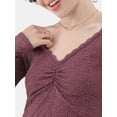 thumbnail image 3 of No Boundaries Lace V-Neck Top with Long Sleeves, Women’s, 3 of 4