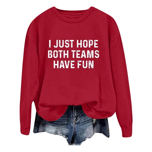 WEAIXIMIUNG Sweatshirts Courts pour Femmes Mode Décontractée Couleur Unie Manches Longues Imprimé Lettre Col Rond Hoodie