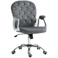 thumbnail image 2 of Vinsetto Button Tufted Home Office Chair with Adjustable Height Armrests, 2 of 9