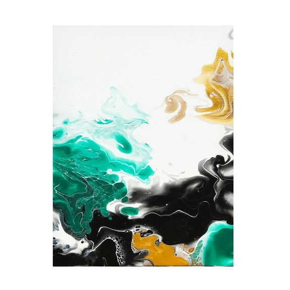 Trademark Fine Art Alyson Storms  Green and Gold Ribbons 3 Canvas Wall Art