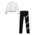 thumbnail image 4 of iEFiEL Girls Hip Hop Street Dance Outfit Metallic Long Sleeve Bomber Jacket with High Waist Pants Activewear Silver 16, 4 of 5