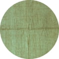 thumbnail image 1 of Ahgly Company Machine Washable Indoor Round Abstract Turquoise Blue Modern Area Rugs, 5' Round, 1 of 4