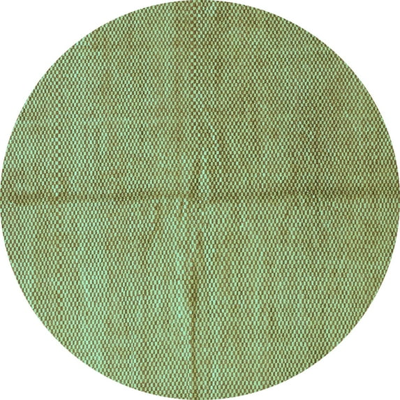 Ahgly Company Machine Washable Indoor Round Abstract Turquoise Blue Modern Area Rugs, 5' Round