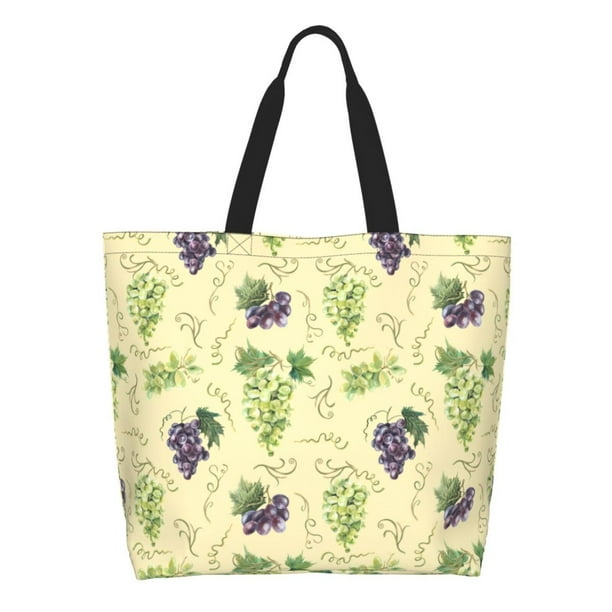 Disketp Green And Purple Grapes Bolsa Tote Estampada para Mujer, Bolso de Hombro y de Mano para Compras y Viajes