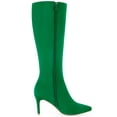 thumbnail image 3 of BLISSFUL STEP Women's Pointed Toe Stiletto Heels Knee High Boots Green 6, 3 of 7