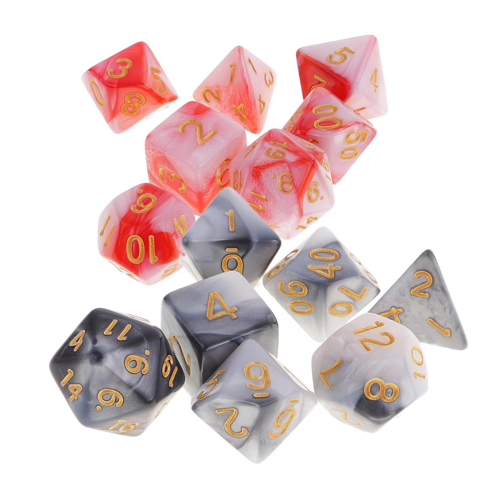 14 Pieces Polyhedral Dice Die 1.6cm for Dungeons and Dragons RPG Board Game 