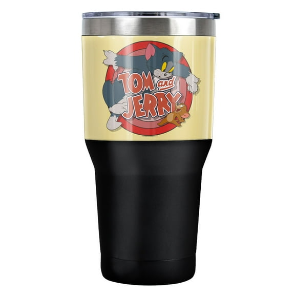 Tom And Jerry Cat & Mouse Stainless Steel Tumbler 30 oz Coffee Travel Cup, Vacuum Insulated & Double Wall with Leakproof Sliding Lid