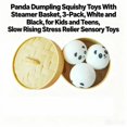 thumbnail image 3 of Panda Dumpling Squishy Toys with Steamer Basket, 3-Pack, White and Black, for Kids and Teens, Slow Rising Tension Relief Sensory Toys, 3 of 3
