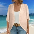 thumbnail image 2 of Uooqdmx Womens Cardigan Short Sleeve Cardigans for Women Court Lock Spring and Summer Solid Color Circle Short Sleeved Cardigan Casual Loose Top Plus Size Cardigan Beige L, 2 of 6