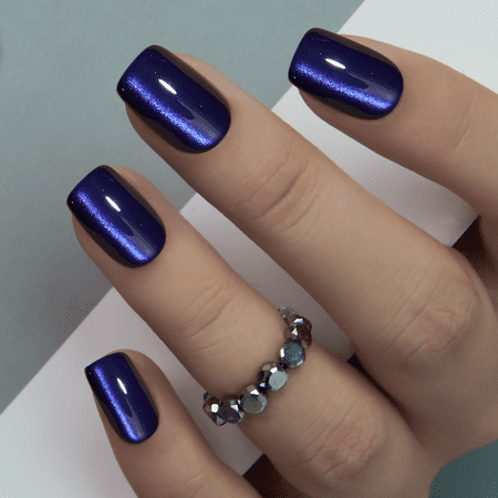 CurvLife Midnight Aura Press-On Nails - 30PCS, Squoval, Easy Apply, Non-Toxic & Reusable