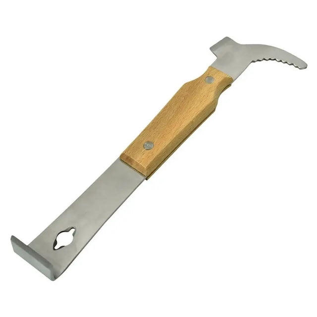 Herramientas multiusos para colmena de acero con mango de madera y funciones, rascador de colmena para apicultura, equipo profesional de apicultura
