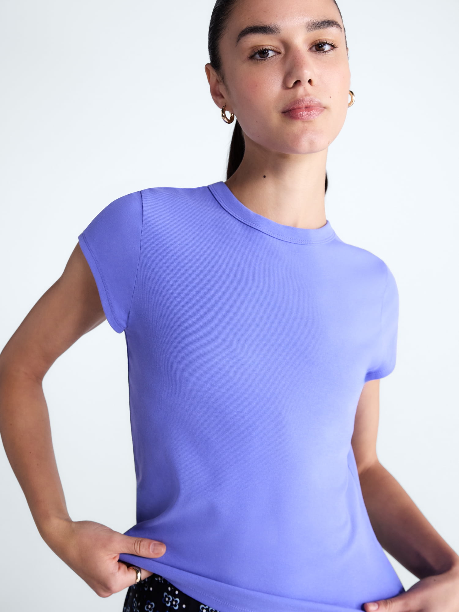 Free Assembly Women's and Women's Plus Cap Sleeve Tee, Sizes XS-4X
