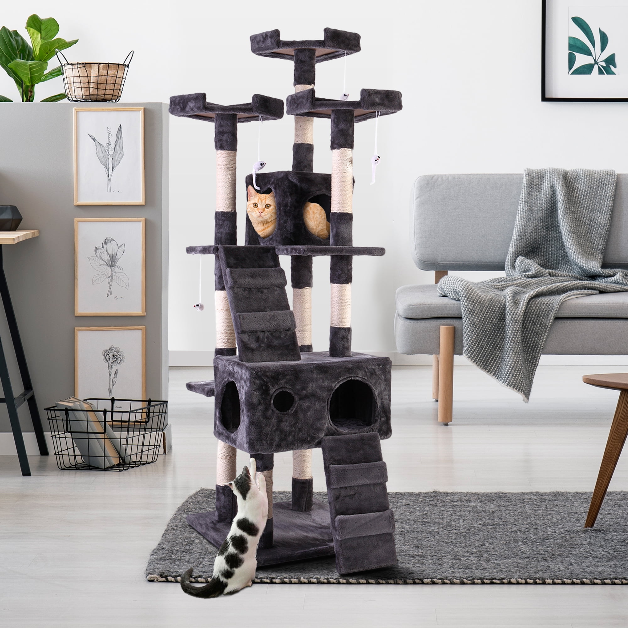 Cat Tree Tower Condo New 67" Furniture Scratching Post Pet Kitty Play House 