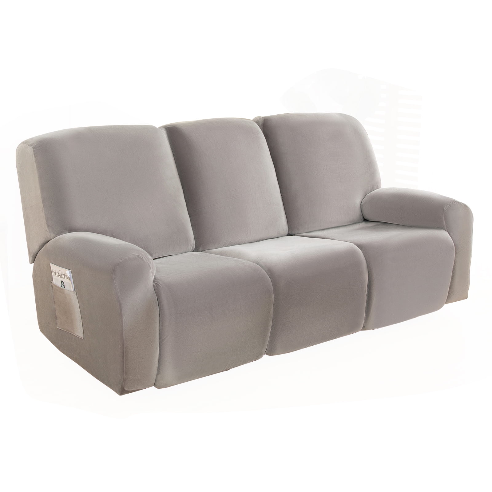 DONGPAI Recliner Slipcover, 8 Pieces Stretch Velvet Reclining Sofa