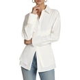 thumbnail image 3 of Women Fitted Button Down Shirt Cinched Waist Tops Long Sleeve Wrap Blouse Stylish Dressy Casual Outfit White L, 3 of 9