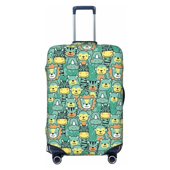 Naloa Animals with Leaf Elastic Suitcase Protector, Travel Suitcase Protector Cover Fits 18-32in Suitcase - Small