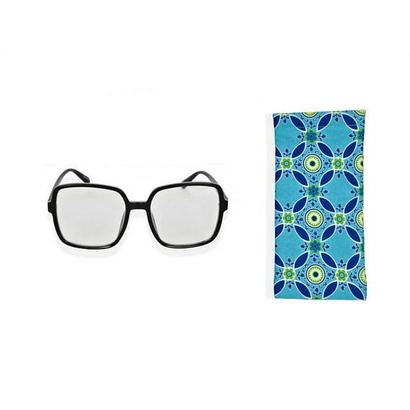 eyeSQUARED Adult Black Frame Blue Light Blocking Glasses with Blue Eco Friendly Case