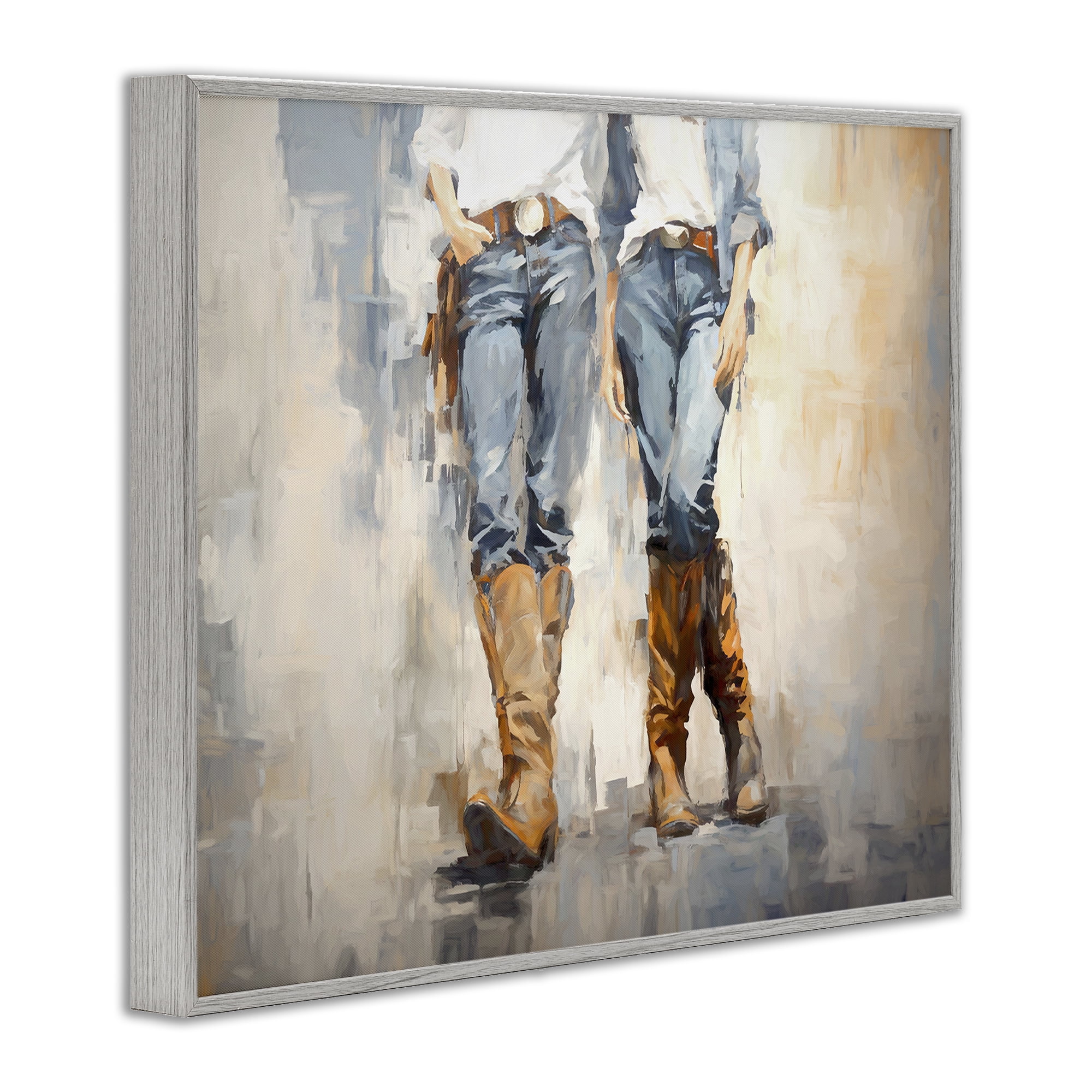 Stupell Industries Country Cowgirl Attitude Novelty Painting Gray Framed Art Print Wall Art, 14 x 11