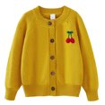 thumbnail image 1 of RXIRUCGD Cardigan Tricoté à la Main pour Filles, Col Rond en Coton, Veste Chandail pour Enfants (Jaune, Taille : 4 Ans), 1 of 3