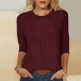 thumbnail image 2 of CHGBMOK Women's Casual 3/4 Sleeve T-Shirts Round Neck Cute Tunic Tops Basic Tees Blouses Loose Fit Pullover, 2 of 6