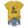 thumbnail image 3 of Graphic Tees for Women Casual Short Sleeve Graphic Print Tee for Everyday Wear Comfortable Crew Neck Top for Women’s Wardrobe Yellow L, 3 of 4