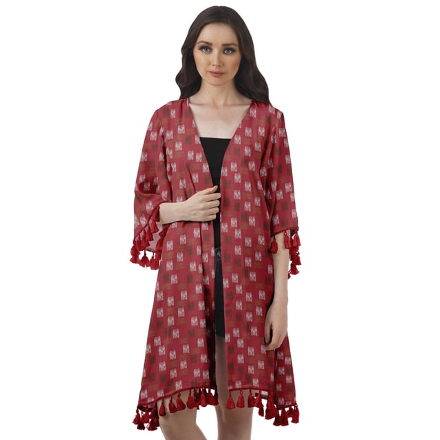 Moomaya Moss Georgette Printed Shrug Beach Cloth 3/4 Sleeve Cardigans For Women