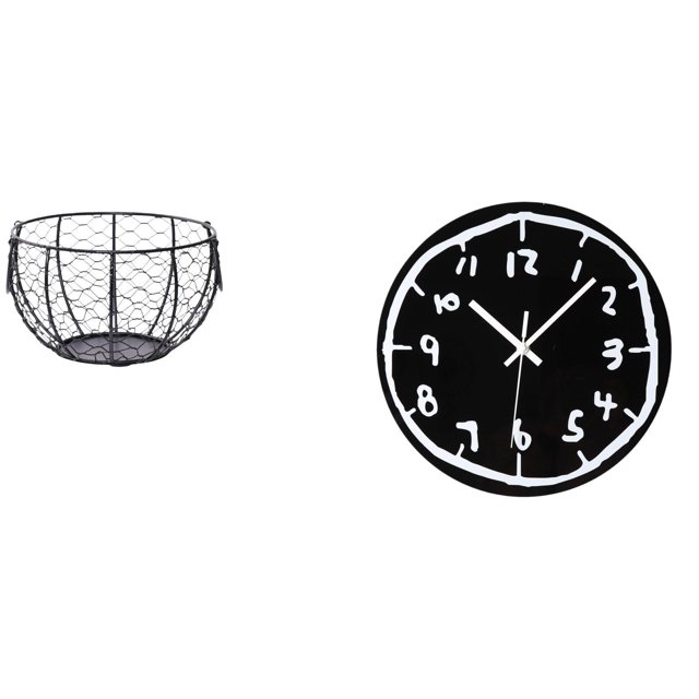 Cesta De Alambre Para Guardar Huevos, Cesta Tejida De Alambre De Hierro, Cesta Rústica Para Frutas Y Verduras, Reloj De Pared Acrílico, Moderno, Silencioso, Minimalista, Decorativo, Para