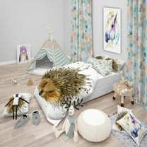 Designart 'Hedgehog Illustration Watercolor' Modern & Contemporary Duvet Cover Set