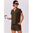 thumbnail image 4 of Pinspark Womens Two Piece Outfits Summer Sweatsuit V-Neck Polo Top Sweat Shorts with Drawstring Pullover Lounge Sets Casual Travel Outfits, 4 of 6