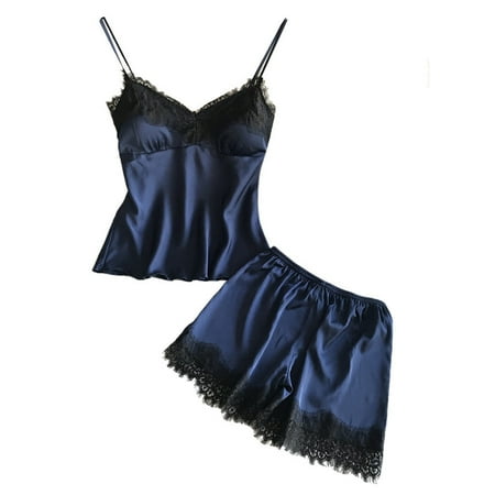 

pseurrlt Womens Sexy Satin Sling Sleepwear Lingerie Lace Bowknot Nightdress Underwear