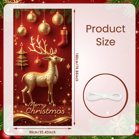 Golden Reindeer Merry Christmas Banner Decorative Holiday Party Event Celebration Background